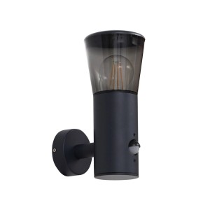 Lindby Wandleuchte Außen Heulo 10025778 mit Bewegungsmelder Spritzwassergeschützt Modern in Schwarz aus Aluminium 1-flammig E27