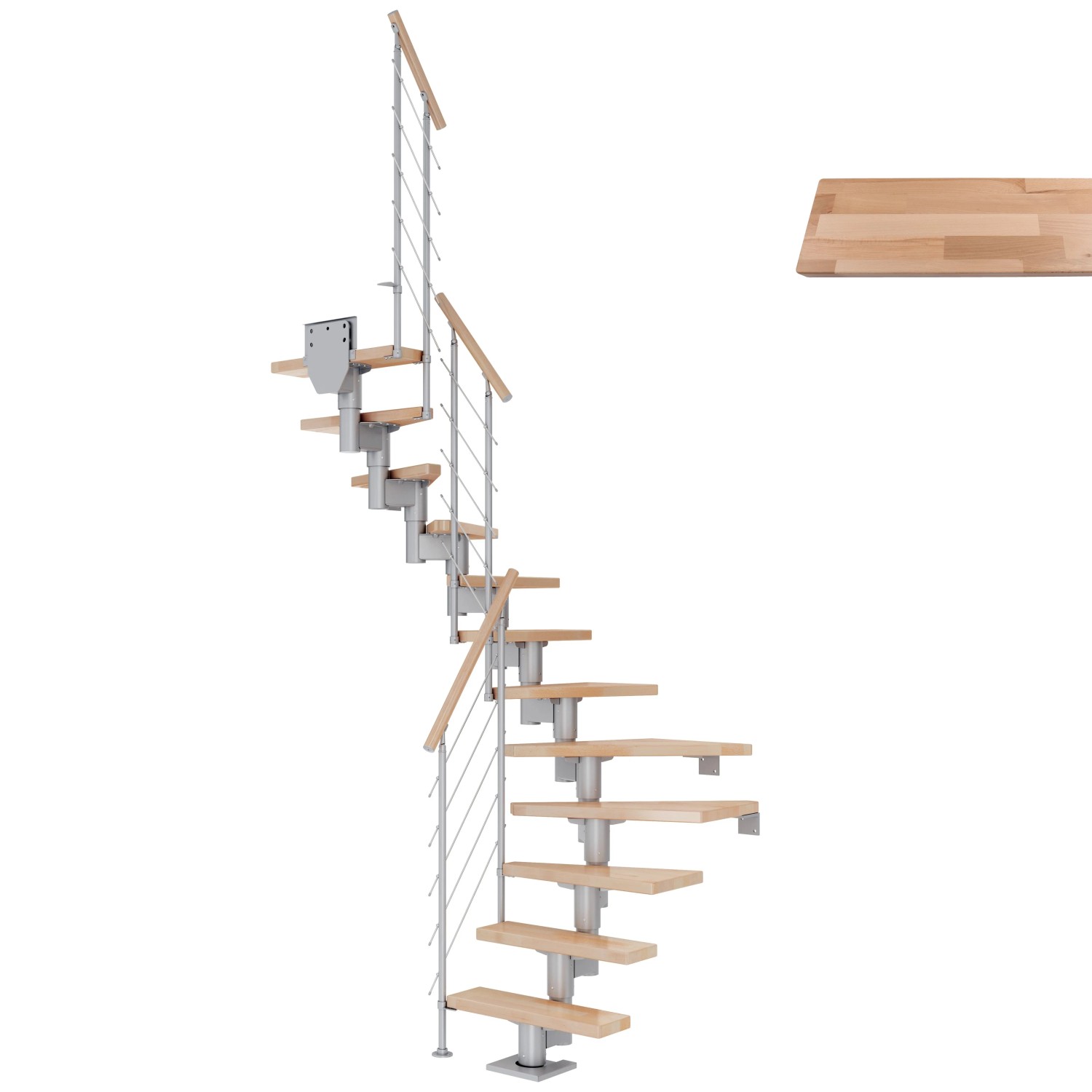 Dolle Mittelholmtreppe Dublin Buche Perlgrau GH bis 292 cm 1/2gew. 65 cm FS günstig online kaufen