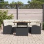 Schwarzes 7-teiliges vidaXL Garten-Sofa-Set aus Poly Rattan mit Tisch und Stauraum.