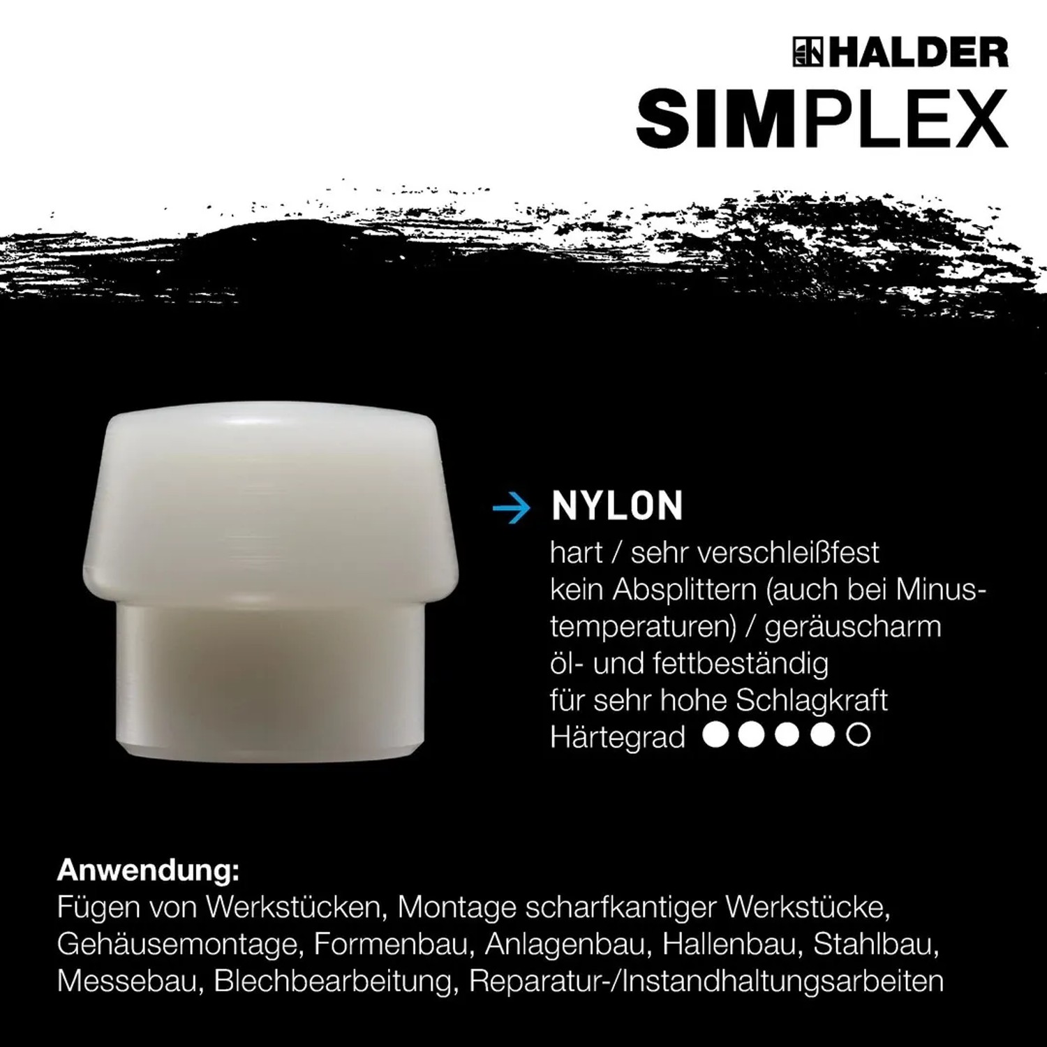 Halder Simplex Schonhammer Ø 40 mm TPE-soft Blau   Nylon mit Aluminiumgehäuse_7