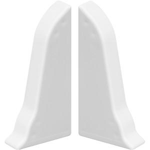 Zwei weiße Endkappen System 5 für Laminat und Parkett.