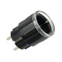 Schwarzer Shelly Smart-Stecker Plug S Gen3 für Hausautomation mit transparenter Schutzkappe.