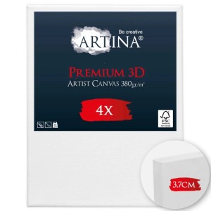 Artina Premium 3D Keilrahmen 30x40cm, 4er-Set, weiße Leinwand für Künstler.
