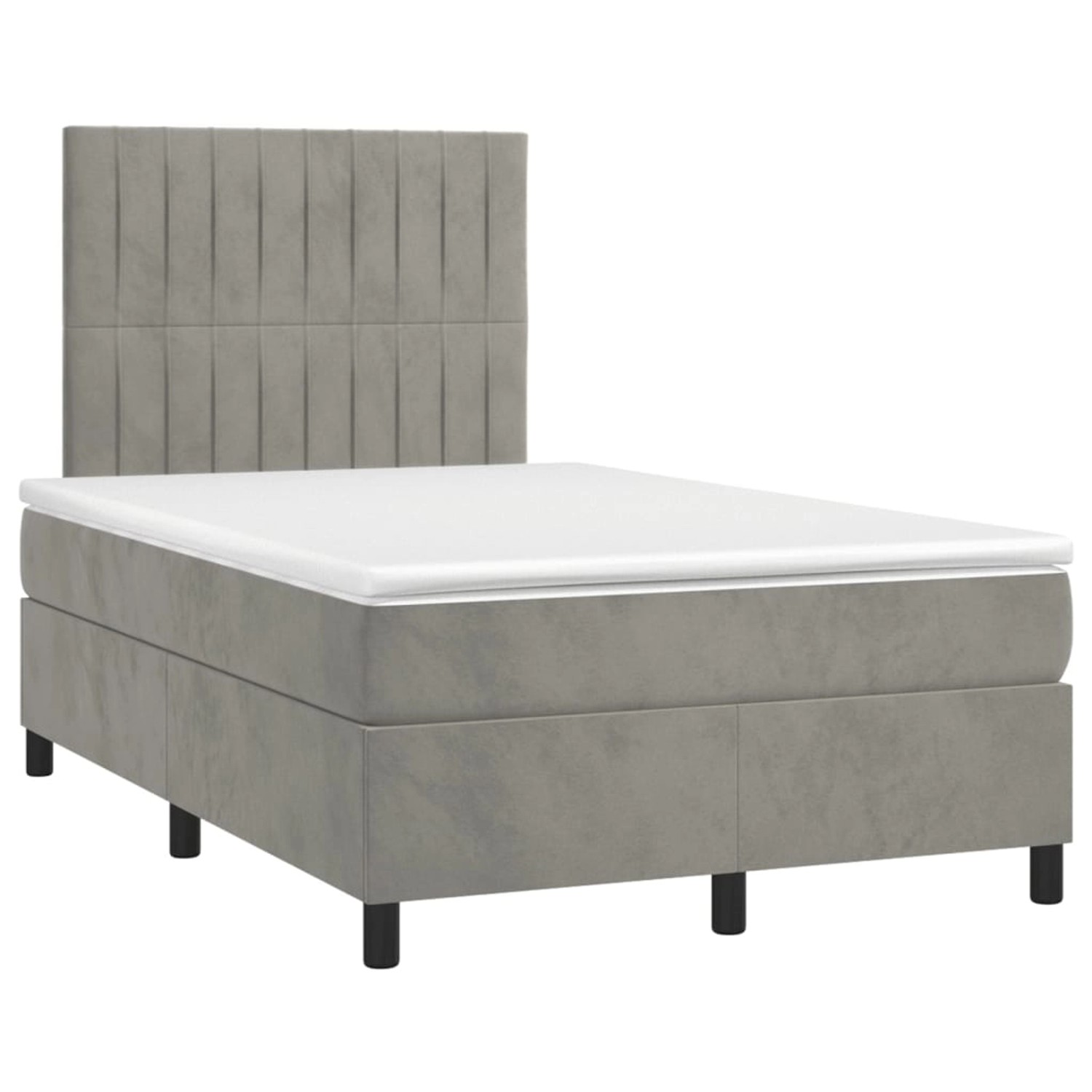 vidaXL Boxspringbett mit Matratze & LED Hellgrau 120x200 cm Samt 3136233 günstig online kaufen