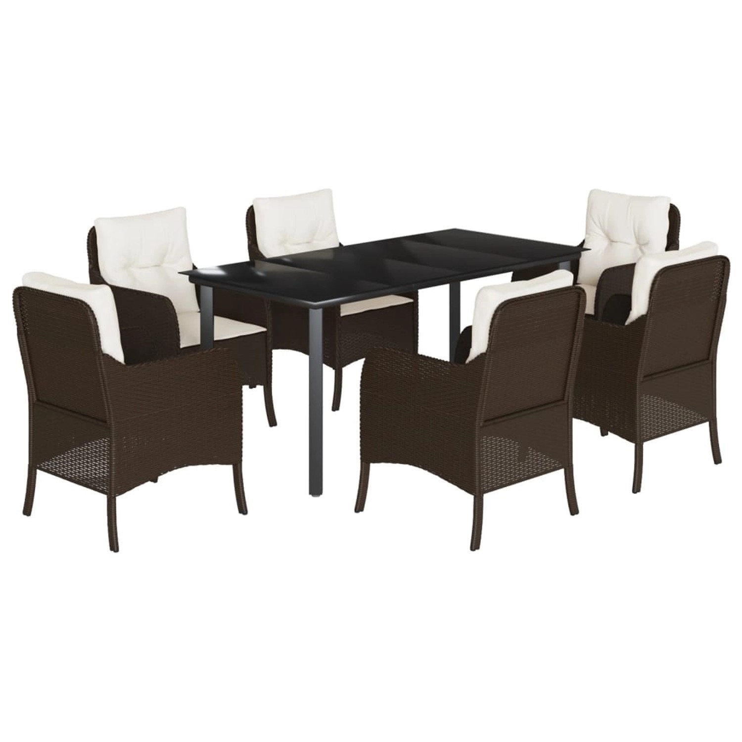 vidaXL 7-Tlg Garten-Essgruppe mit Kissen Braun Poly Rattan 3211945 günstig online kaufen