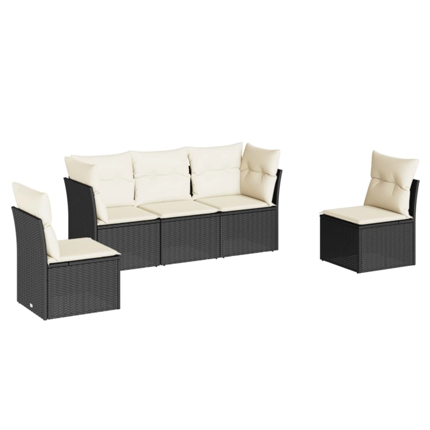 vidaXL 5-tlg Garten-Sofagarnitur mit Kissen Schwarz Poly Rattan Modell 27 günstig online kaufen