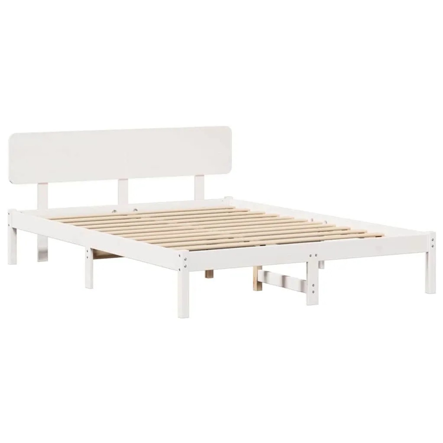 vidaXL Bettrahmen mit Kopfteil Weiß 140 x 200 cm Massives Kiefernholz 872105