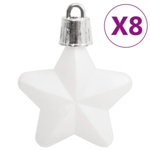 Weihnachtskugel-Set: Weiße Stern-Kugel aus Polystyrol, 8 Stück.