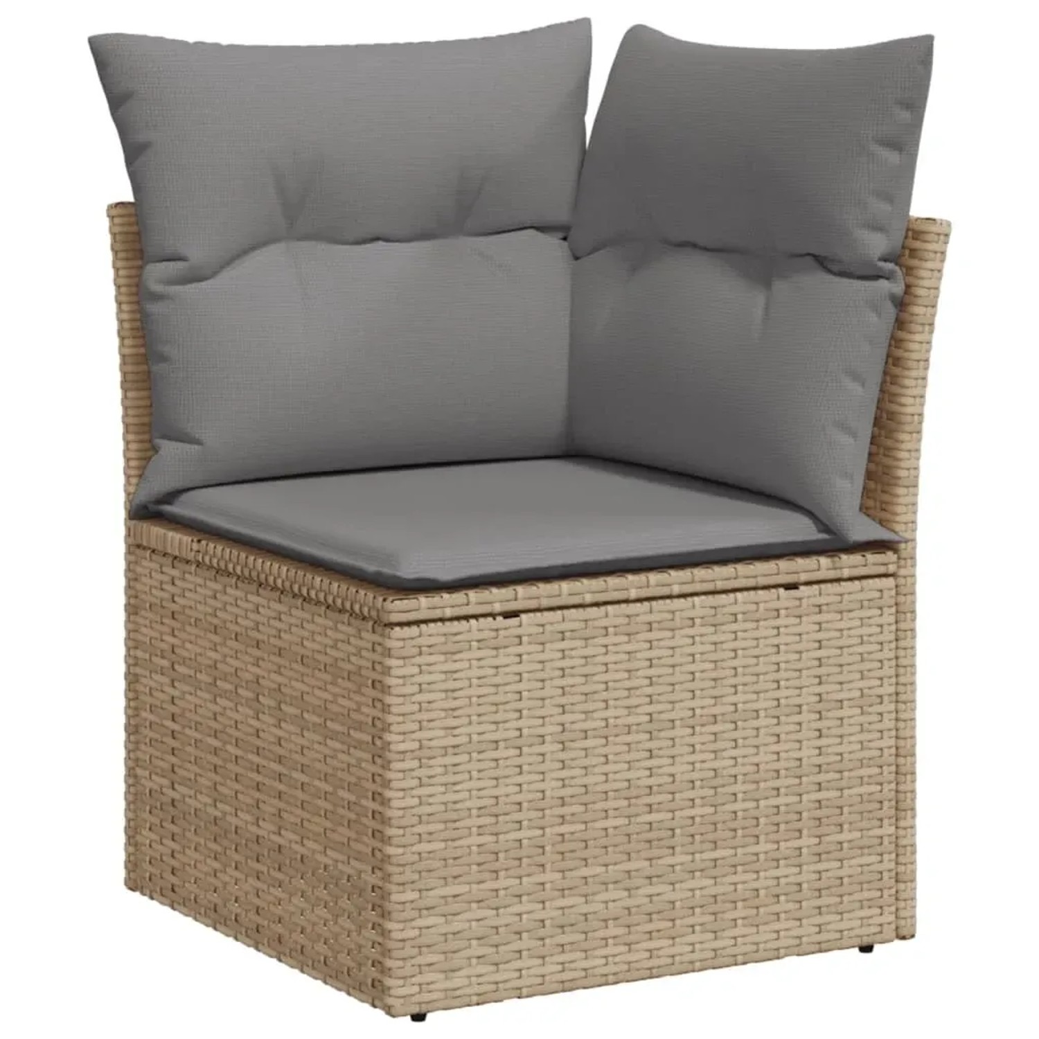 Beige Garten-Sofagarnitur Ecke aus Rattan mit grauen Kissen, Teil der vidaXL 6-tlg. Lounge