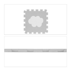 Relaxdays Puzzlematte EVA-Schaumstoff Weiß Grau Stoßdämpfend 91,5 cm x 91,5 cm 540 g