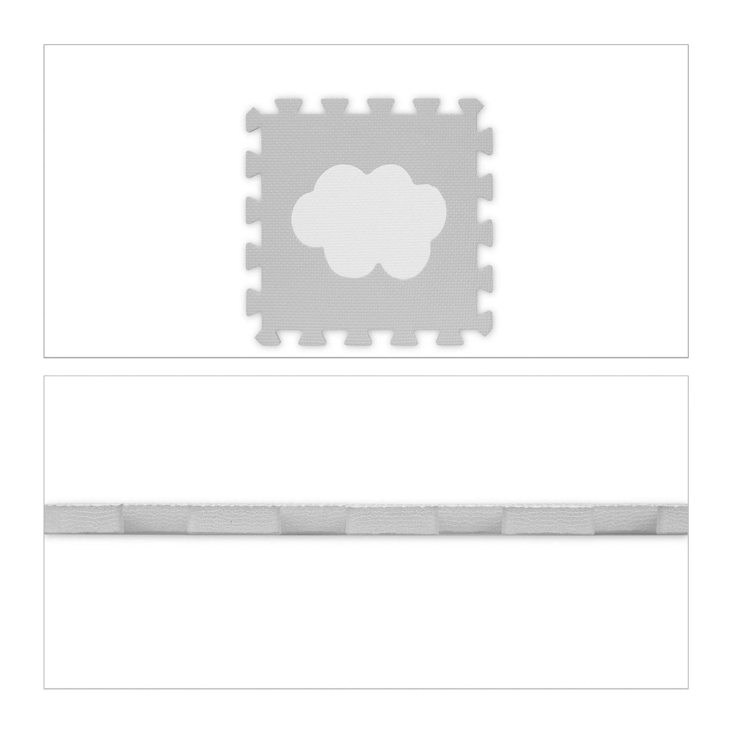 Relaxdays Puzzlematte EVA-Schaumstoff Weiß Grau Stoßdämpfend 91,5 cm x 91,5 cm 540 g