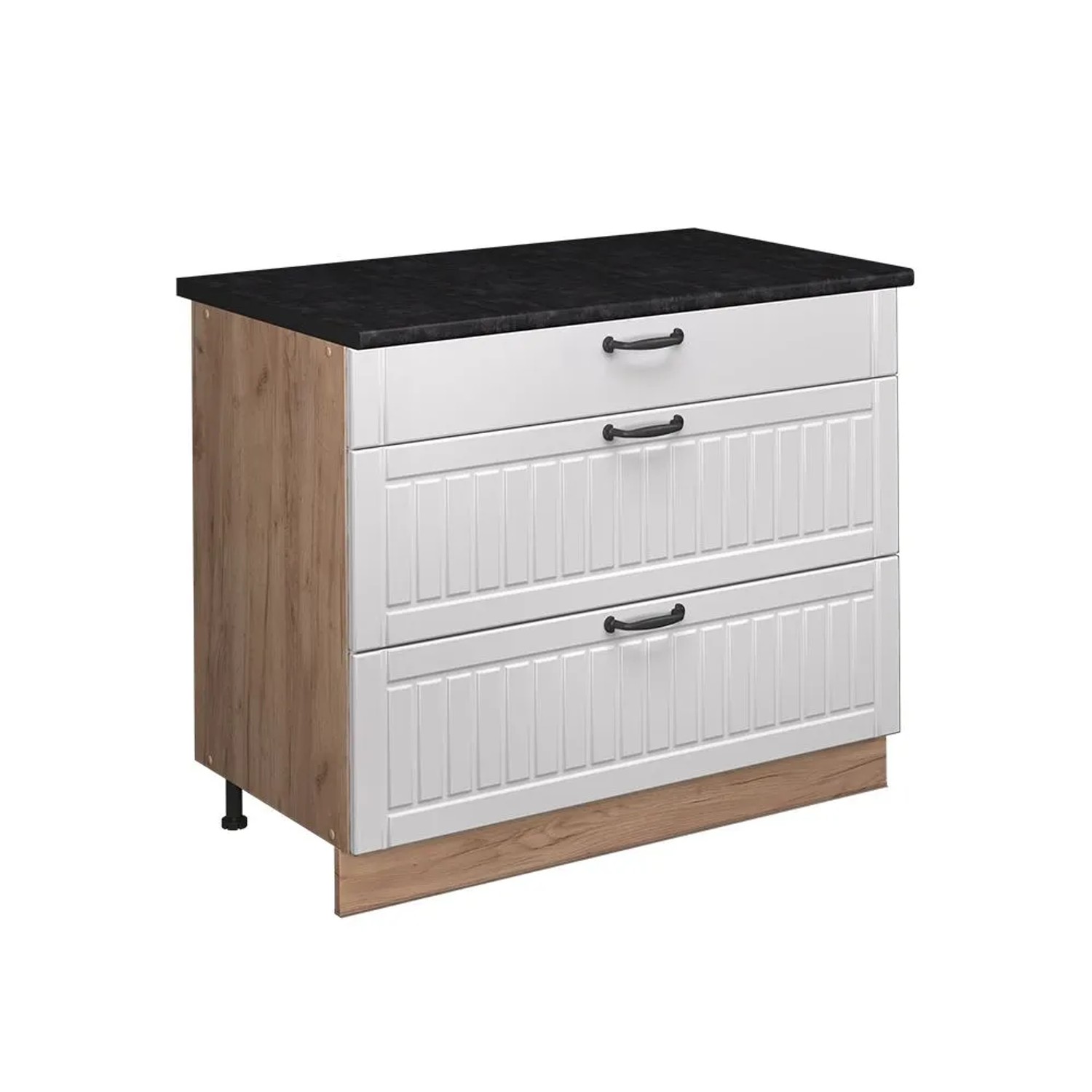 Vicco Küchenunterschrank Fame-Line Weiß Landhaus/Goldkraft Eiche 100 x 82 AP Anthrazit Art Nr 62057