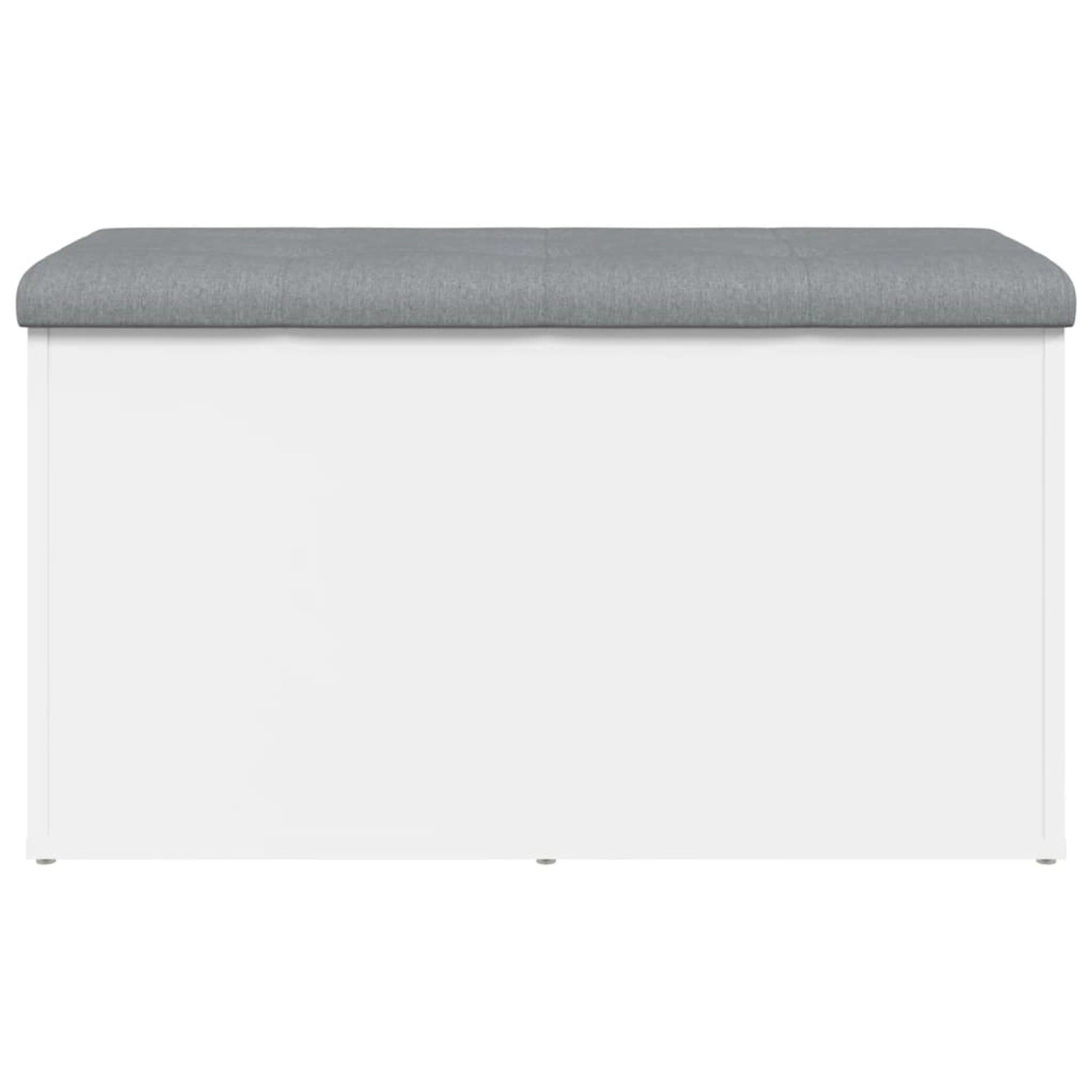 Weiße vidaXL Sitzbank mit grauem Kissen und Stauraum, Möbel für Flur oder Wohnzimmer.