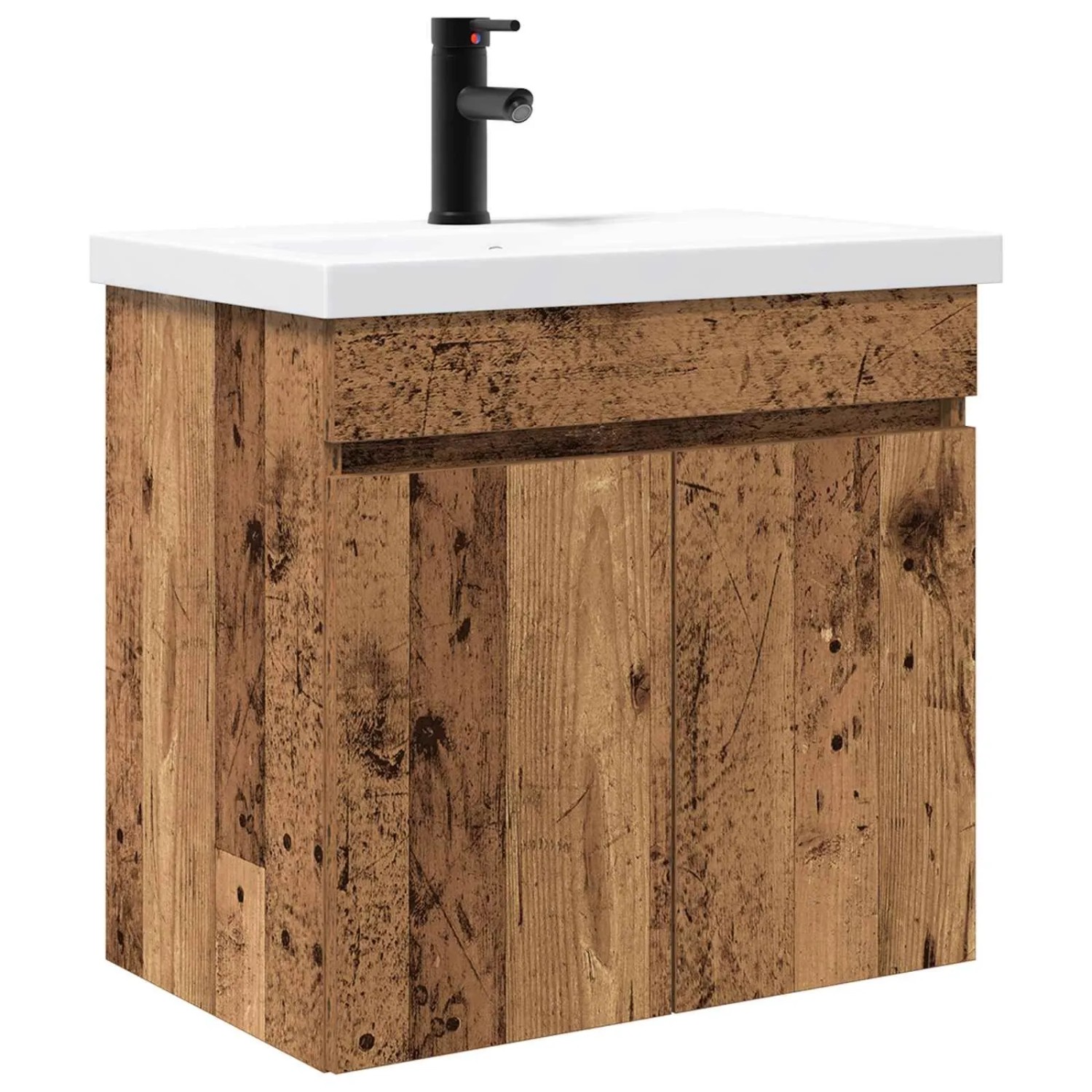 vidaXL Badezimmer Waschtischunterschrank mit Wasserhahn Altholz 889543