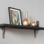 Schwarzes Regal mit OBI Schwerlastkonsole Hercules Aluminium, 150x125 mm, an grauer Wand.