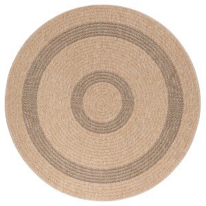Runder, schwarzer Ayyildiz Outdoor-Teppich Comilla, 160x160 cm, in Sisal-Optik.
