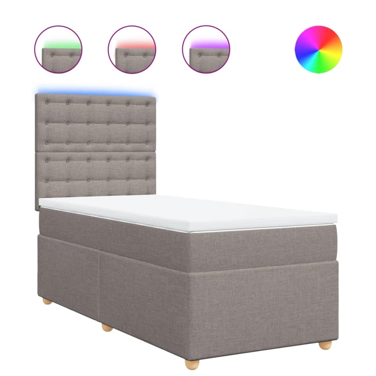 vidaXL Boxspringbett mit Matratze Taupe 80x200 cm Stoff 3293425 günstig online kaufen