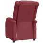 Weinroter Massagesessel aus Kunstleder, Rückenansicht. Relaxsessel mit Vibrationsfunktion.