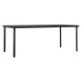 Schwarzer Gartentisch aus Stahl und Glas, Teil der 9-tlg. vidaXL Garten-Essgruppe.