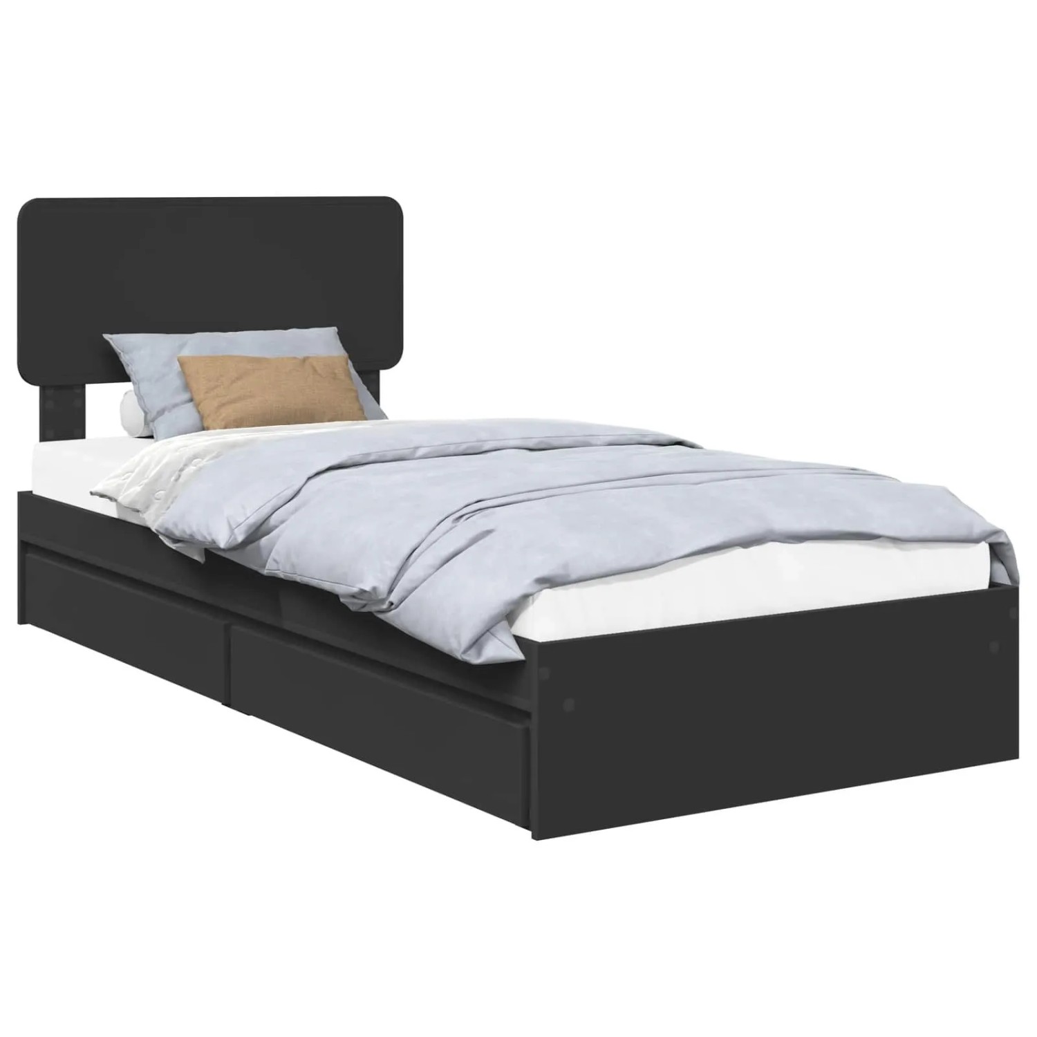 vidaXL Stauraumbett Schwarz 75 x 190 cm Holzwerkstoff 3412326 günstig online kaufen