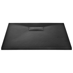 Schwarze, quadratische vidaXL Duschwanne (80x80 cm) aus SMC mit Ablauf in der Mitte.