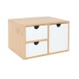 Relaxdays Schubladenbox Bambus Weiß Geriffelt 15 cm x 25 cm x 20 cm 2 kg