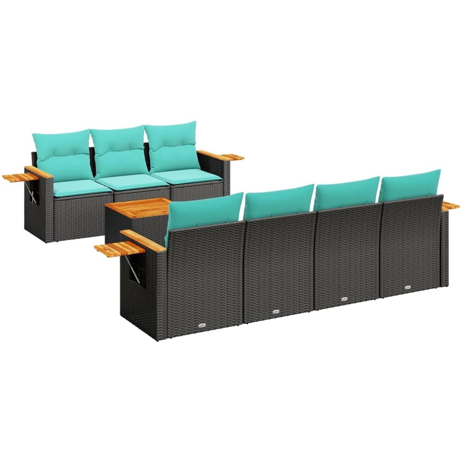 vidaXL 8-Tlg Garten-Sofagarnitur mit Kissen Schwarz Poly Rattan 3226645 günstig online kaufen