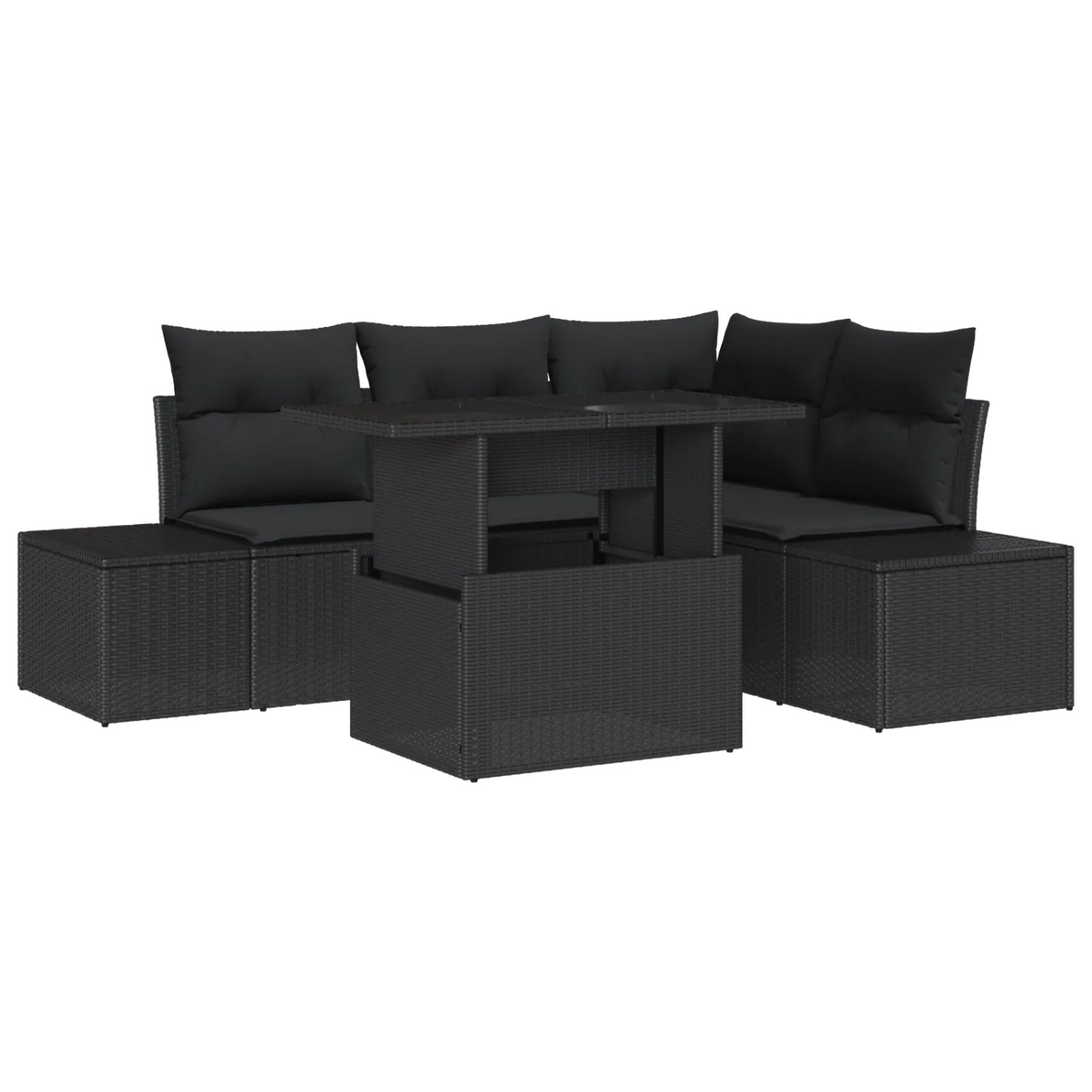 vidaXL Garten-Sofa-Set mit Speicher 5-Tlg Schwarz Poly Rattan 3357916 günstig online kaufen