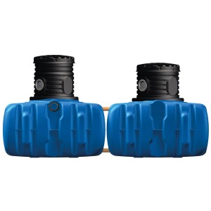 4rain Flachtank-Paket Flat S 6.000 l Garten-Comfort, blauer Erdtank mit schwarzem Domschacht.