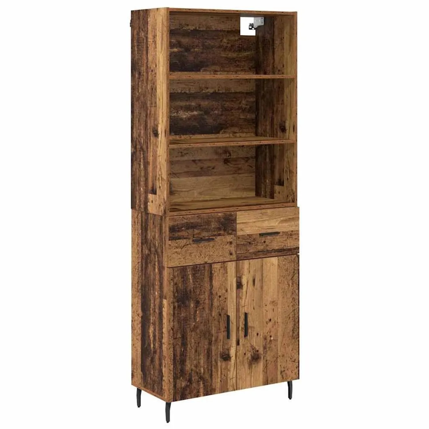 vidaXL Highboard Altholz 69,5 x 34 x 180 cm Engineered Wood und Glas 341566 günstig online kaufen