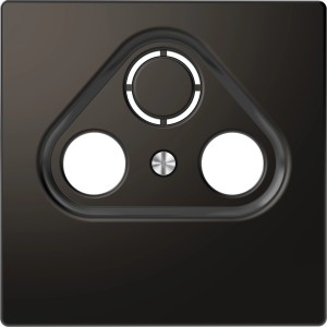 Anthrazitfarbene Merten 3-Loch Abdeckung für SAT- und Antennendosen.