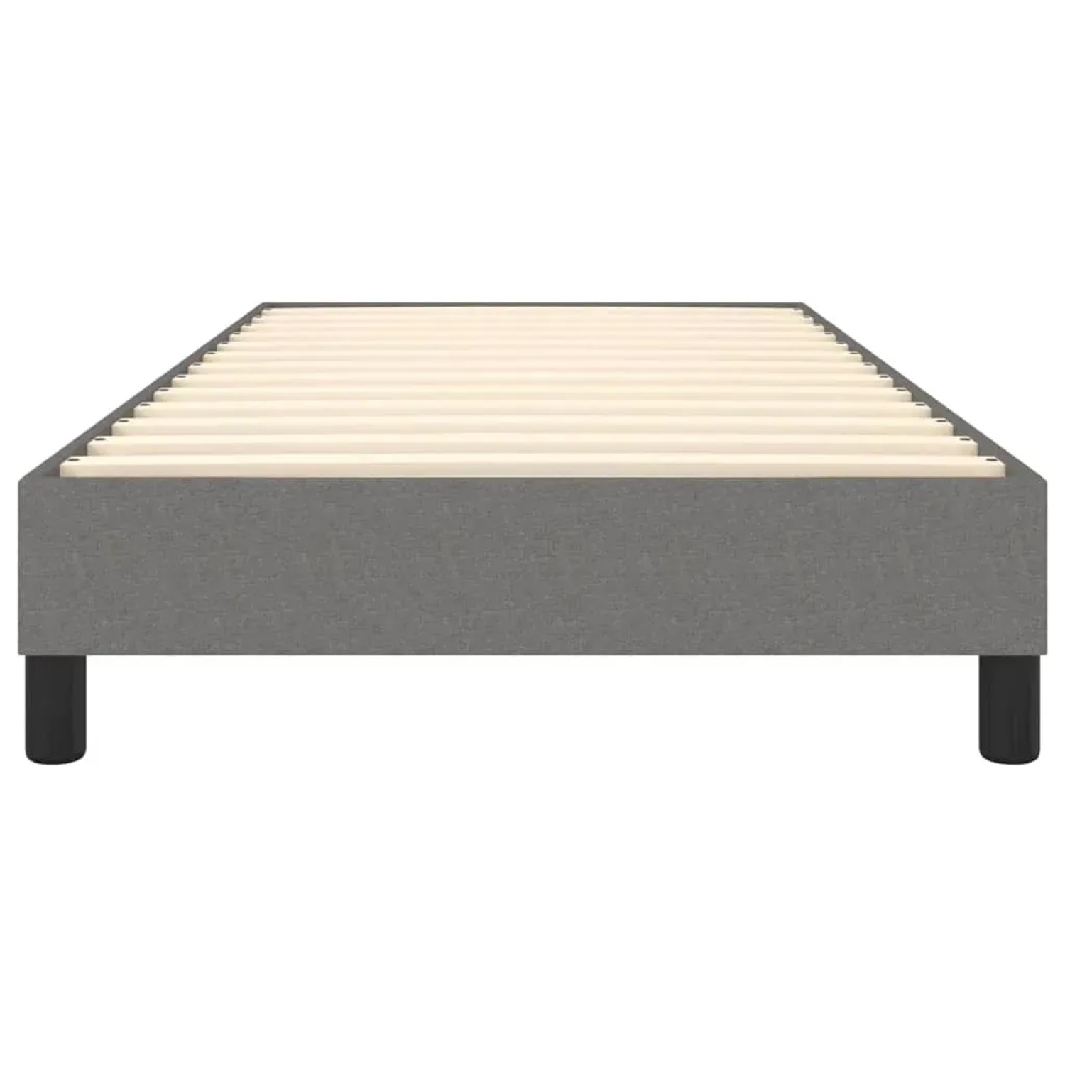 vidaXL Boxspringbett, dunkelgrauer Stoff, 90x200 cm. Bettrahmen mit Lattenrost.