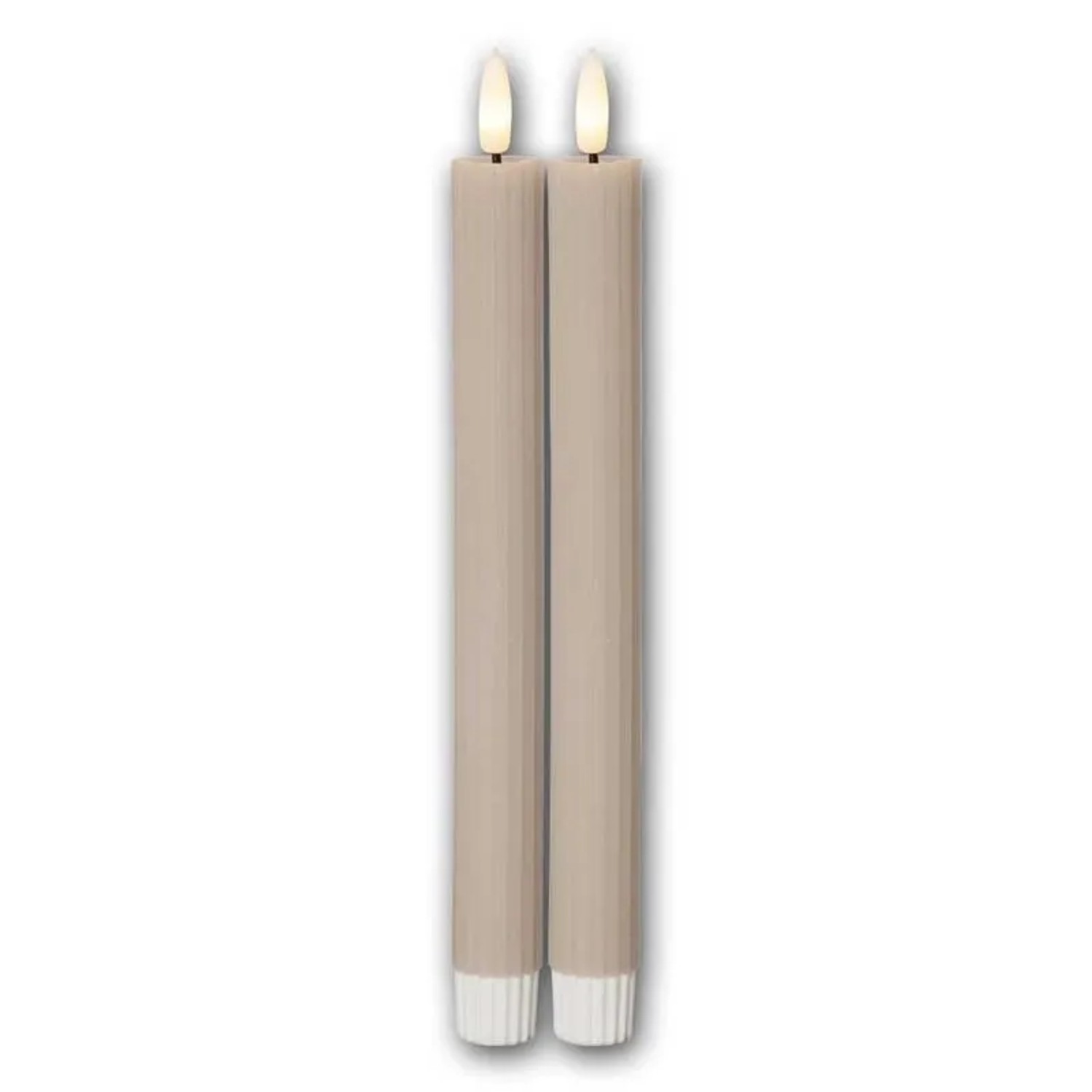 Star Trading LED Stabkerzen STRIPE 2er Set Beige 3D Flamme & Timer