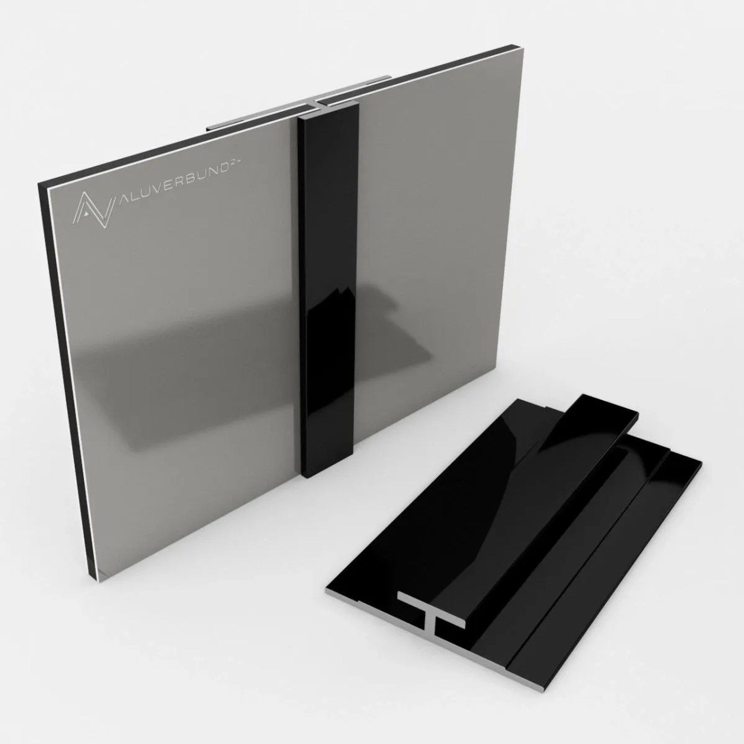 Aluverbund24 200cm Verbindungsprofil für Alu Verbundplatte Schwarz RAL9005