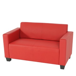 Rotes 2er Sofa Moncalieri im Lounge-Stil mit Kunstlederbezug.
