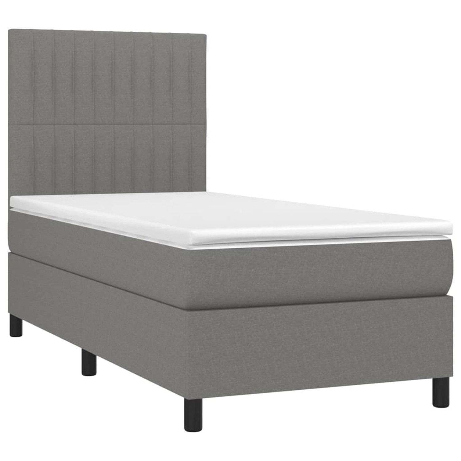 vidaXL Boxspringbett mit Matratze & LED Dunkelgrau 90x190 cm Stoff 3134998 günstig online kaufen