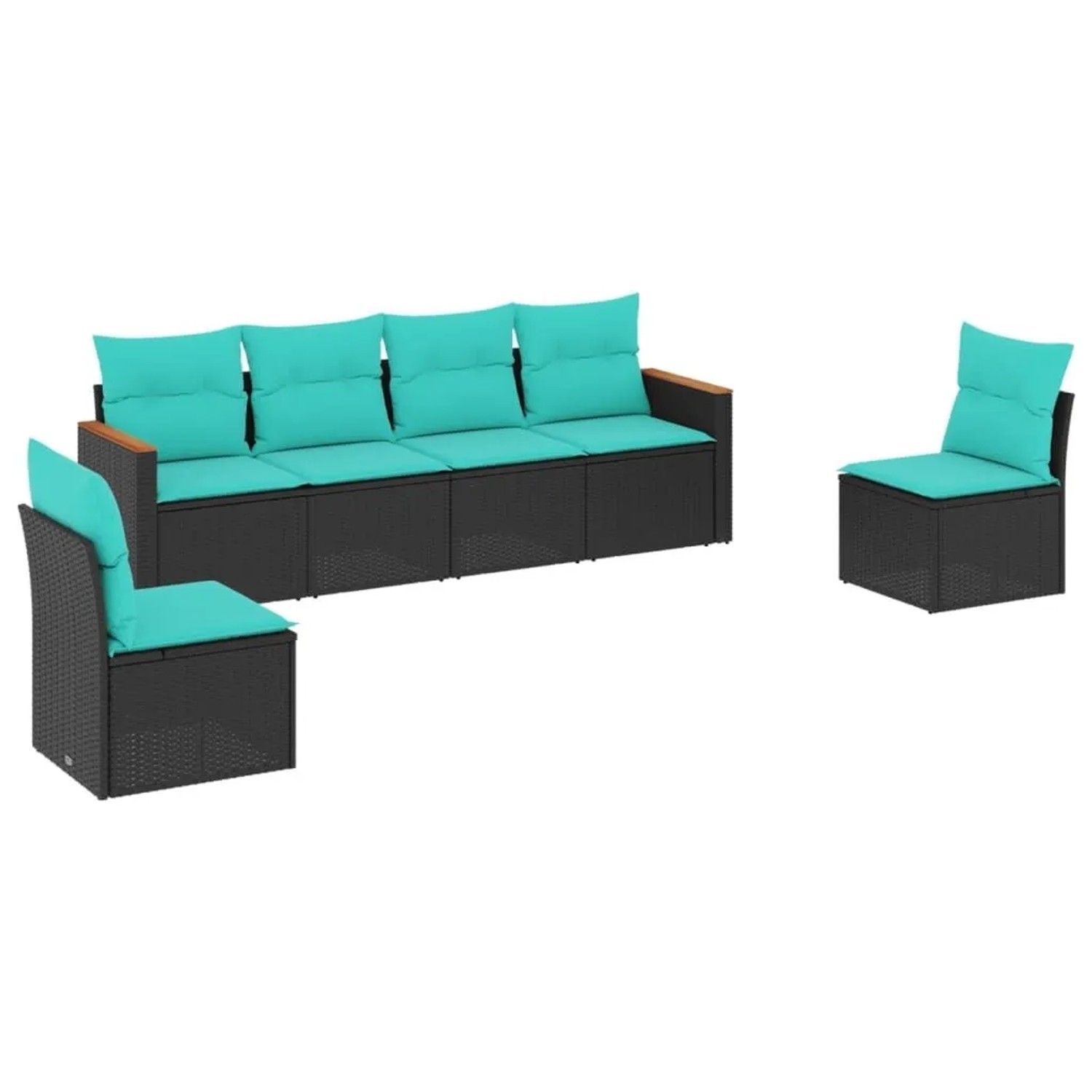 vidaXL 6-Tlg Gartensofa-Set mit Kissen Schwarz Polyrattan 3225861 günstig online kaufen
