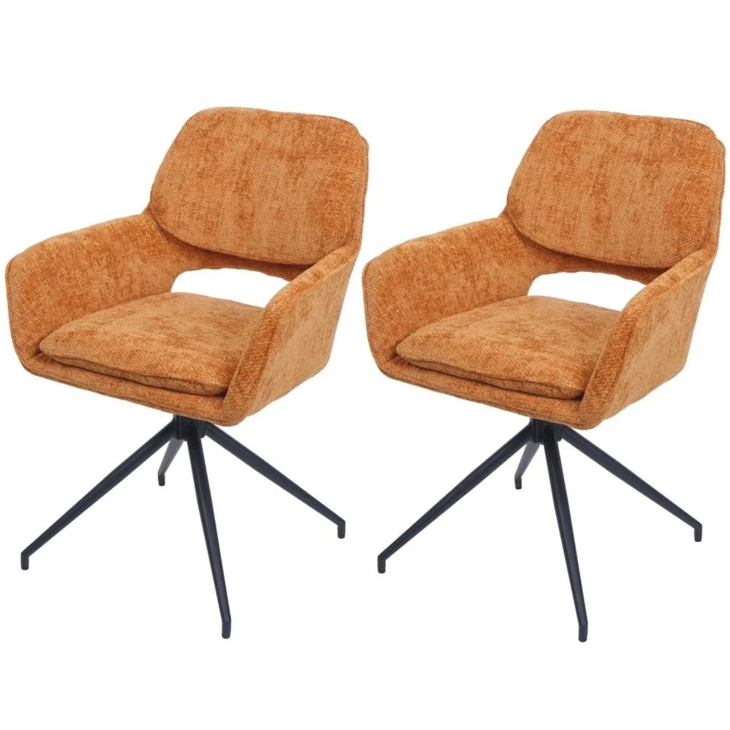 MCW Esszimmerstuhl N74 2er-Set Stoff Chenille 490g/m² Ocker-gelb