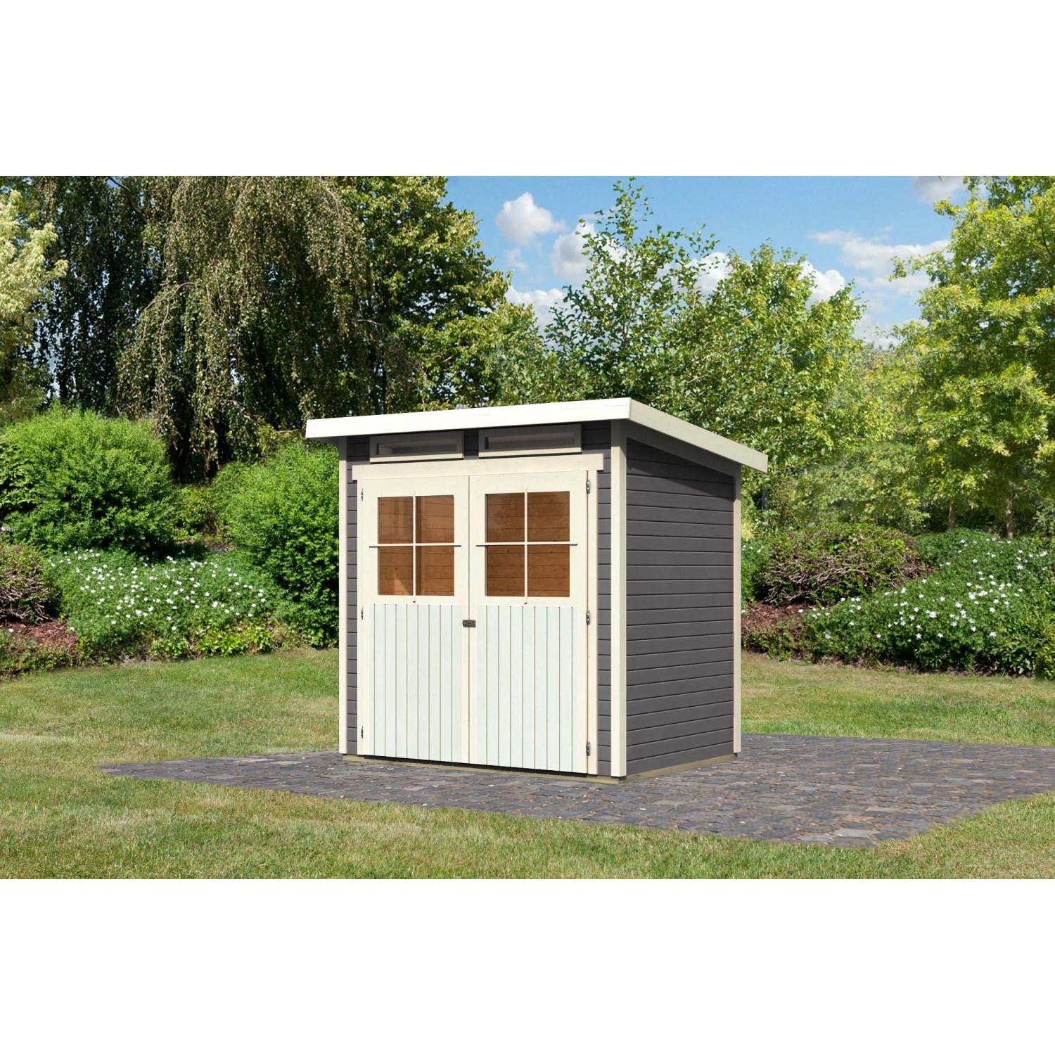 Karibu Holz-Gartenhaus Egersund 2 Terragrau 203 cm x 155 cm