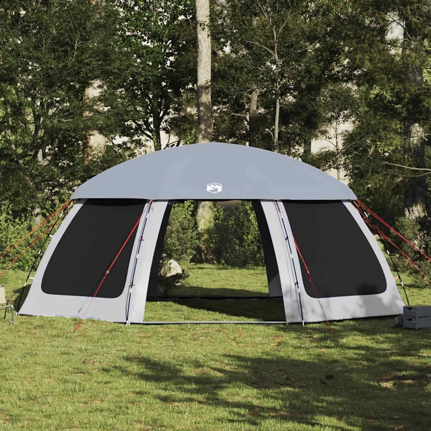 vidaXL Poolzelt mit Abnehmbarem Überzelt Netzwänden Grau 690x690cm 4100642_4