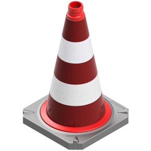 Schake Leitkegel, zweiteilig, 500 mm, rot-weiß, mit reflektierender Folie für Baustellen.