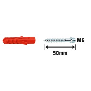 LUX Ansatzschraube M6 x 50 mm mit Dübel, 10er-Pack für Befestigungen.