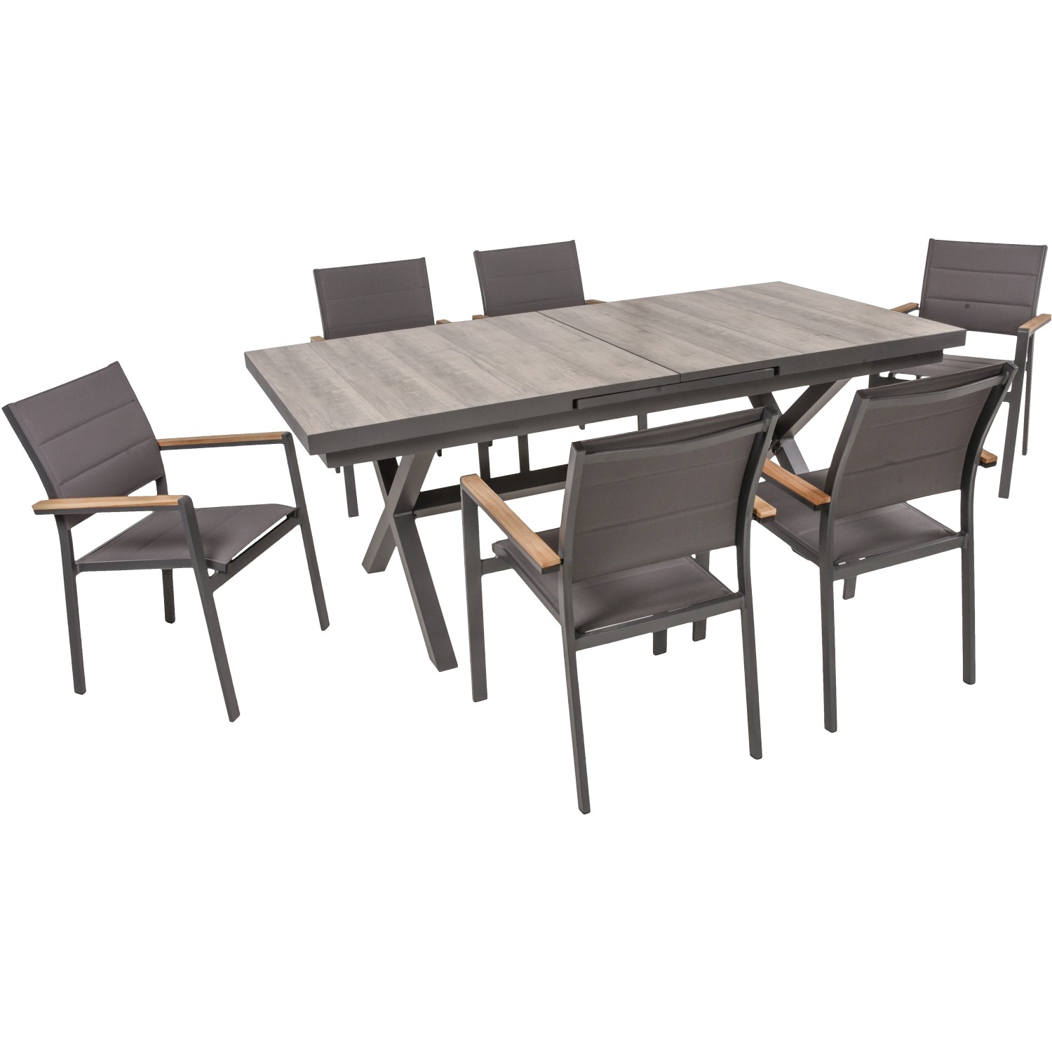 Garden Pleasure Gartenmöbel-Set Rana/Davina 7-teilig Dunkelgrau FSC® günstig online kaufen