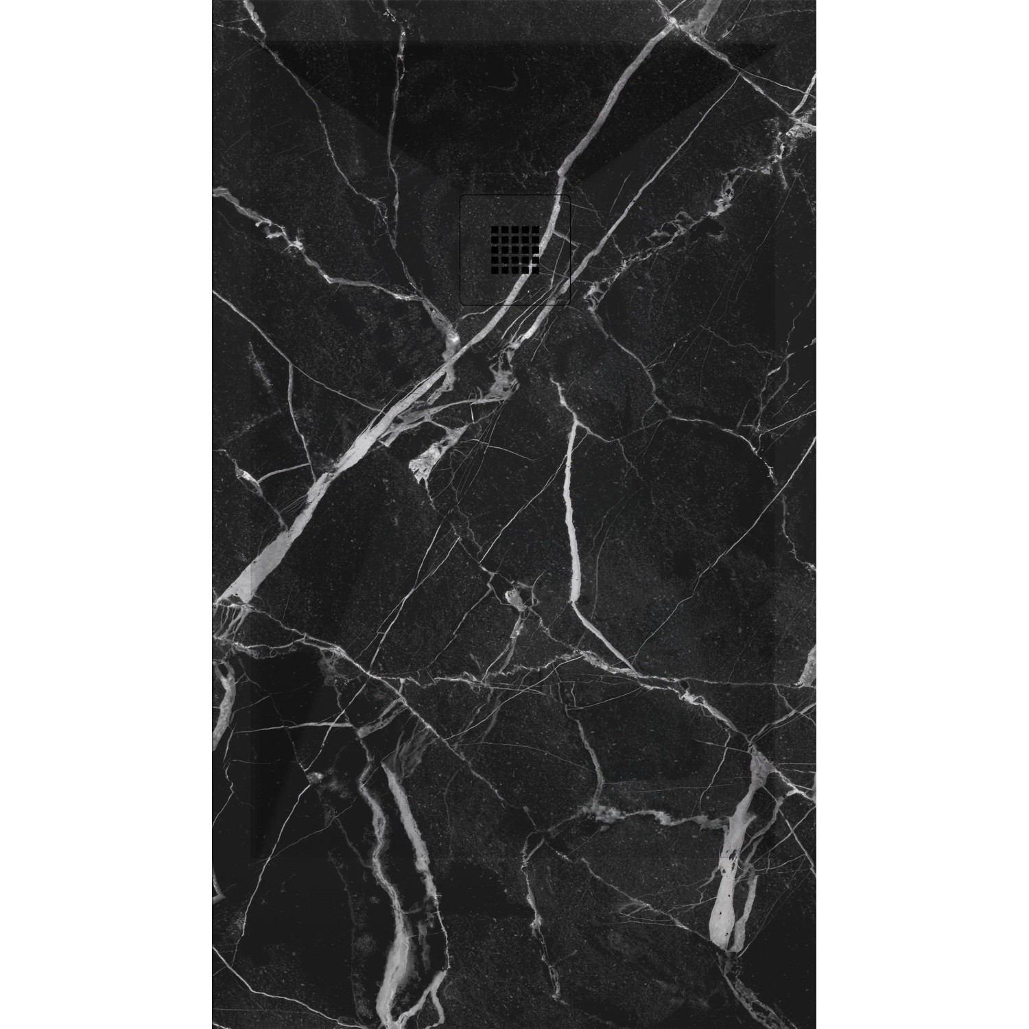 Mirlo Mineralguss Duschwanne Extra Flach Dekor Marquina Schwarzes Marmor 90x110cm
