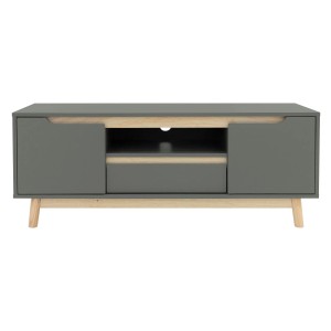 ML-Design TV-Schrank, grün/natur, 120cm, mit 2 Türen und Schublade. TV-Board für Fernseher bis 55 Zoll.