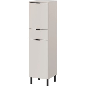 Germania Mediumschrank Arcena in Kaschmir, Badmöbel mit Schublade, Türen und schwarzen Metallfüßen.