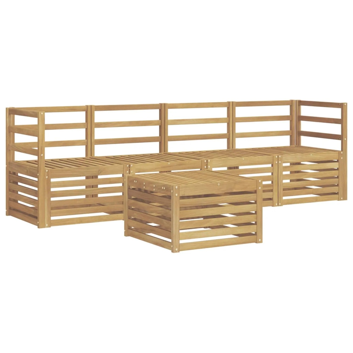 vidaXL Outdoor-Sofagarnitur 5-Tlg Weiß Massivholz Akazie 3391334