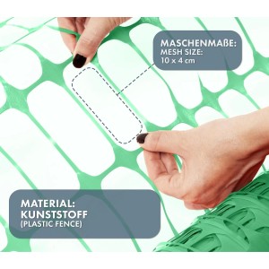 Grüner KARAT Absperrzaun Chester mit 10x4 cm Maschenweite, aus Kunststoff.