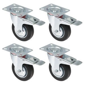 HMF 6790 Schwerlastrollen Bremse Vollgummi 4 Stück 100 mm bis 280 kg Schwarz