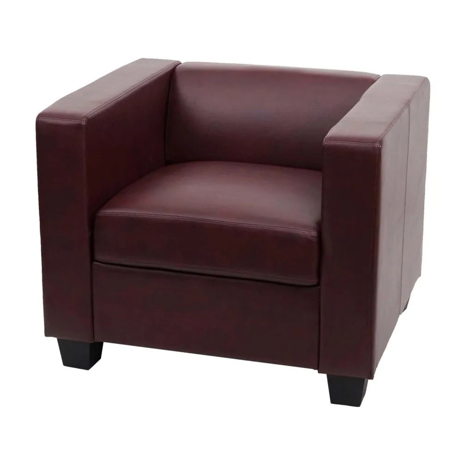 MCW Sessel Loungesessel Lille Kunstleder Rot-Braun